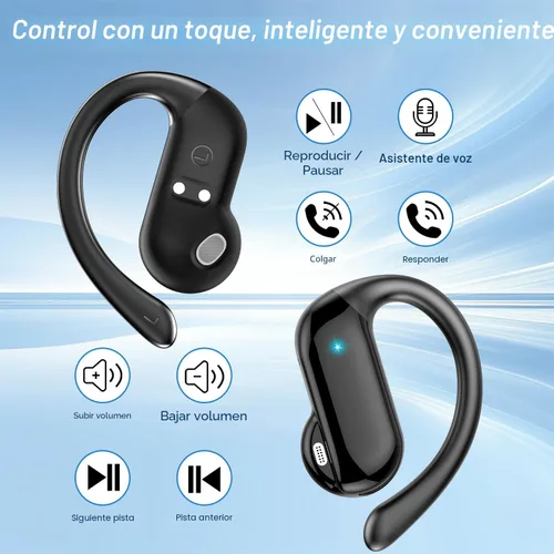 Vista 6 de Auriculares inalámbricos Bluetooth 5.4 HiFi estéreo con ganchos