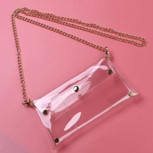 Vista 8 de BESTOYARD Bolso bandolera con correa de cadena para mujer, Transparente, Pvc