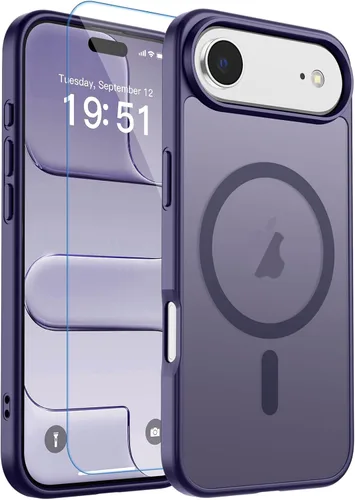 Vista 405 de zapica Funda magnética para iPhone Air, con protector de pantalla de vidrio templado, compatible con MagSafe, translúcida mate, a prueba de golpes