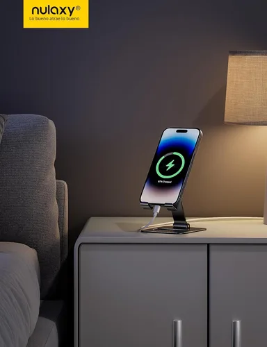 Vista 7 de Nulaxy Paquete de 2 soportes plegables dobles para teléfono celular, soporte de teléfono totalmente ajustable para escritorio, compatible con iPhone