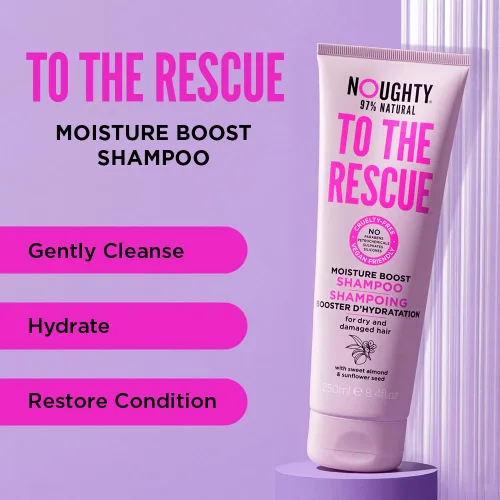 Vista 3 de Noughty Champú para aumentar la humedad 97% natural, para limpiar y reponer suavemente la humedad perdida con almendras dulces y semillas
