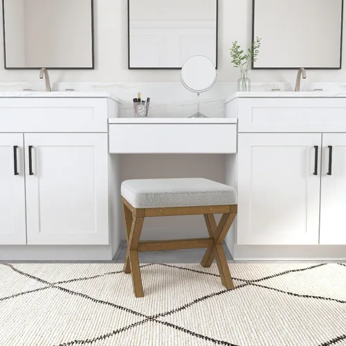 Vista 2 de Hillsdale Somerset - Taburete de madera sin respaldo para sala de maquillaje o baño, color madera oscura