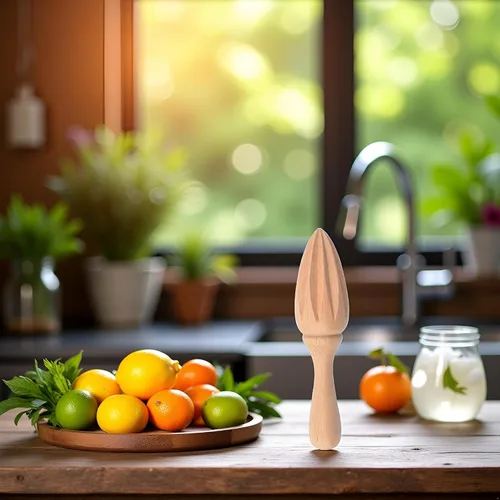 Vista 4 de Exprimidor de cítricos de madera y limón – Exprimidor manual manual de cítricos/naranja Herramienta exprimidora de frutas portátil para el hogar