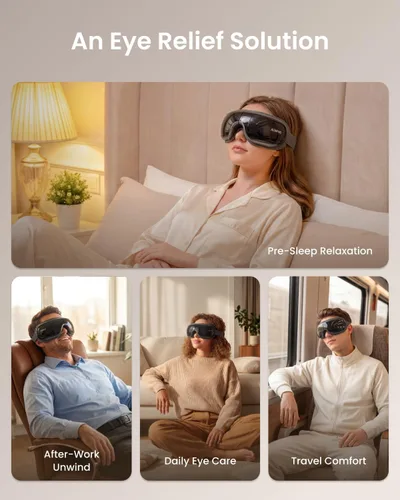 Vista 8 de RENPHO - Masajeador de ojos con control de voz de calor y enfriamiento, regalos de cumpleaños para mujeres y hombres, HSA elegible para FSA, máscara