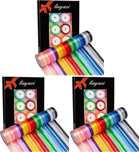 Vista 14 de LIUYAXI 2 Rollos de Cinta de Satén de Doble Cara Verde y Bosque, Total 50 Yardas, 3/8 Pulgadas x 25 Yardas Continuas Cada Rollo, Cinta para Verde