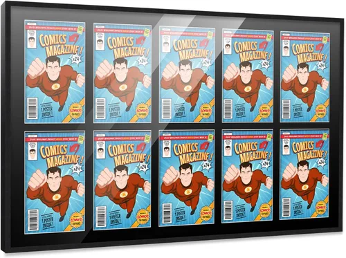 Vista 85 de Poster Palooza Marco de cómic con paspartú para 1 cómic de la Edad de Bronce publicado entre 1970 y 1985, marco de cómic negro para cómic de 7.25 x