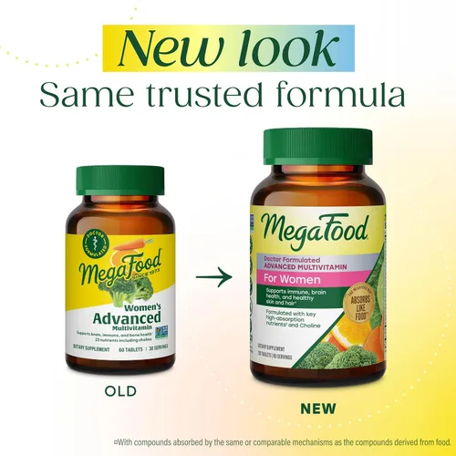 Vista 2 de MegaFood Multivitamínico avanzado para mujeres - Formulado por médicos con hierro, colina, vitamina D, vitamina C y zinc - Salud cerebral - Apoyo