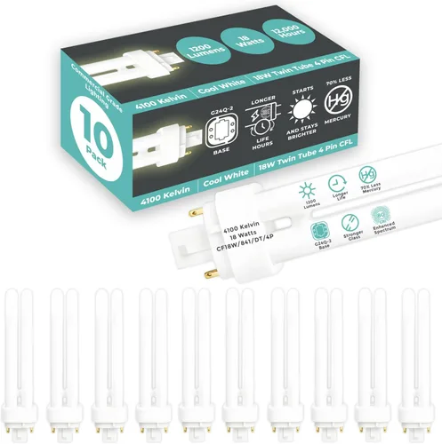 Vista 24 de GoodBulb Bombillas CFL de 13 W, base GX23 de 2 pines, 2700 K, blanco suave, 13 W, alto rendimiento, 800 lúmenes, bombillas fluorescentes compactas