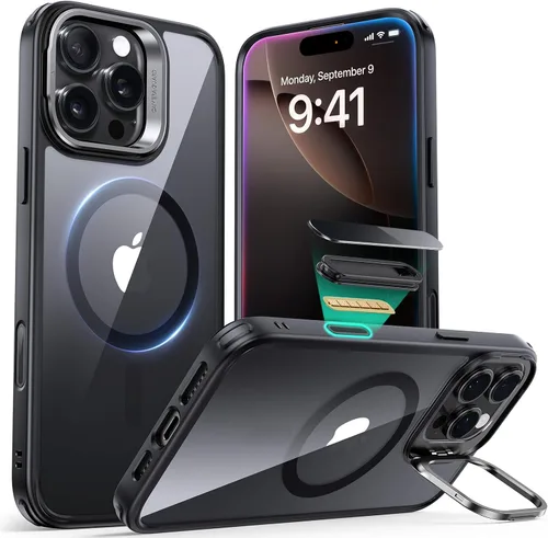 Vista 24 de ESR Funda para iPhone 13 Pro, compatible con MagSafe, protección de grado militar a prueba de golpes, soporte de anillo de cámara integrado, funda
