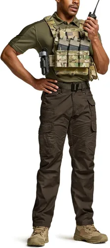 Vista 3 de CQR Pantalones tácticos para hombre, resistentes al agua, pantalones cargo Ripstop, ligeros EDC trabajo, senderismo, ropa para exteriores