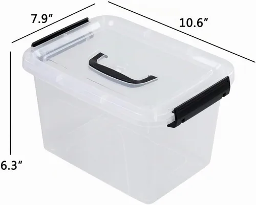 Vista 3 de Cajas transparentes de almacenamiento de plástico de 8 cuartos de galón, recipientes transparentes con tapas y asas, 6 paquetes