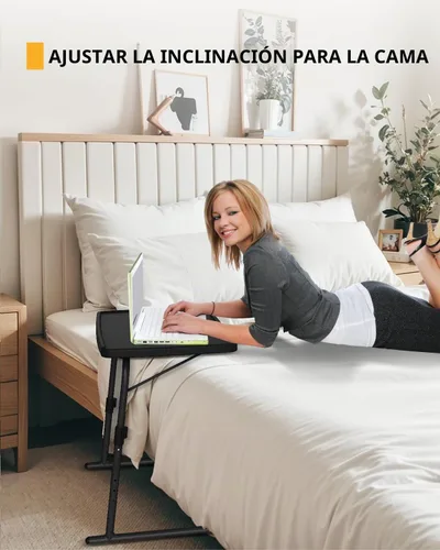 Vista 5 de Mesa de Bandeja para TV, 16.9 x 22 x 29.1 pulgadas XL PRO Mesa de Comedor Plegable con 6 Ajustes de Altura y 3 Ángulos de Inclinación, Escritorio