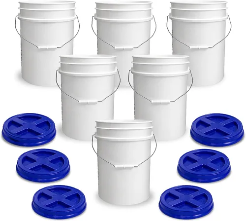 Vista 47 de ePackageSupply - Cubo de 5 galones, grado alimenticio, sin BPA, color negro y negro, 1 unidad Negro/Negro