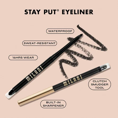 Vista 4 de Milani Delineador de ojos Stay Put After Dark (0.01 onzas), sin crueldad, autoafilable, con difuminador integrado, alinea y define los ojos