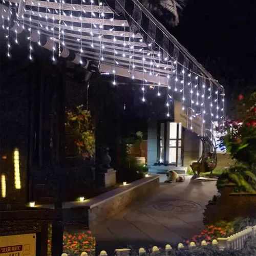 Vista 8 de Serie de 304 luces LED impermeables para exteriores para Navidad, bodas y decoración de fiestas - 8 modos, blanco frío
