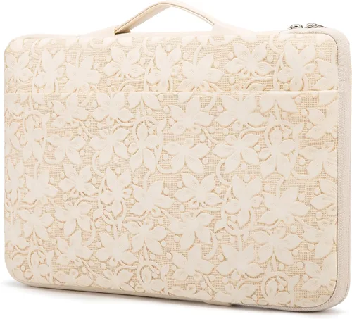 Vista 9 de Kinmac Funda protectora de piel sintética en relieve de 360° para laptop con solapa (flor de café, 15 a 15.6 pulgadas)