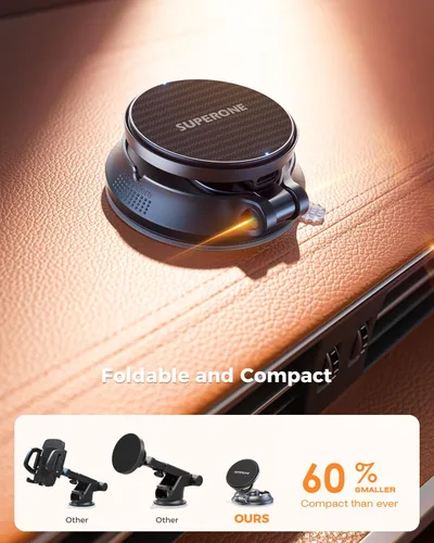 Vista 6 de SUPERONE Cargador de coche MagSafe, cargador de coche inalámbrico magnético de carga rápida de 15 W [88+LBS Ultra succión y 2800gf magnético fuerte]