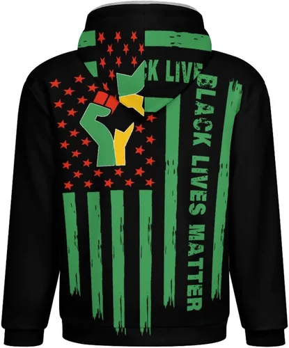Vista 4 de Black Lives Matter - Sudadera de forro polar con capucha y cremallera para hombre, abrigo pesado