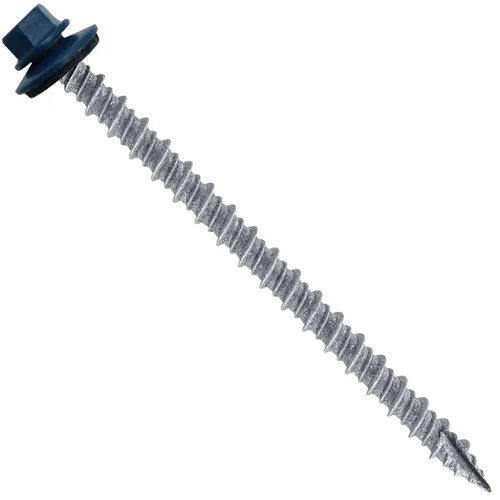 Vista 243 de Tornillos para techos de metal gris ABC 10 x 1 - Cabezal hexagonal - Arandela EPDM - Arandela de arranque automático/roscado - 1 bolsa - 250
