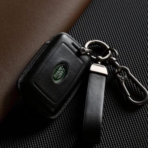 Vista 3 de Funda de cuero para llavero de coche, color marrón, compatible con Land Rover
