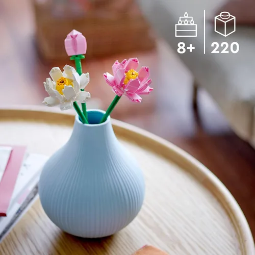 Vista 3 de LEGO Flor de loto – Juguete de construcción para niños, niñas y niños, a partir de 8 años – Flores de loto artificiales para decoración y exhibición
