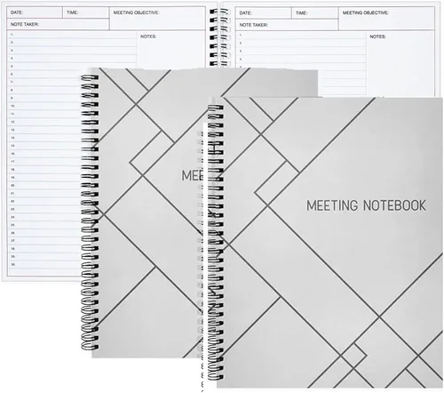 Vista 6 de Juvale Cuaderno de reuniones para el trabajo, cuaderno planificador encuadernado en espiral para planificador de trabajo y suministros de oficina
