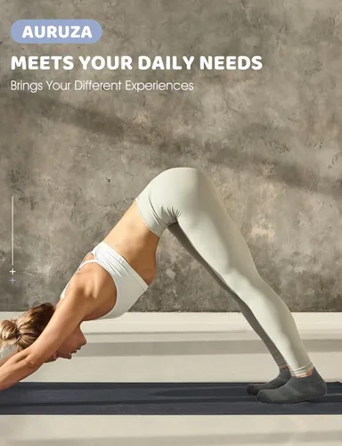 Vista 5 de AURUZA Calcetines de agarre para mujeres y hombres, calcetines de agarre de pilates, calcetines de yoga antideslizantes con agarres para barre