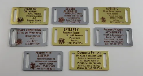 Vista 3 de Pulsera de identificación y demencia de Alzheimers de alta calidad grabado láser oscuro gratuito personalizado Caucho Silicona