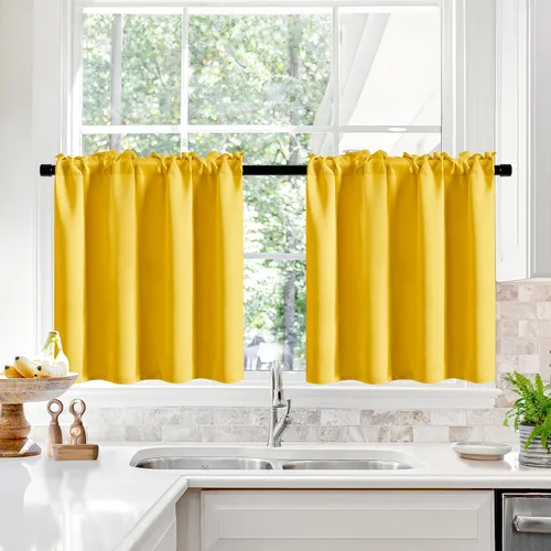 Vista 128 de Deconovo Cortinas opacas, aislamiento térmico, dobladillo para barra, reducción de ruido, certificado Oeko-TEX, cortinas de oscurecimiento