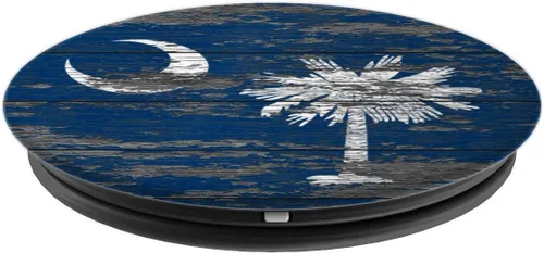 Vista 2 de Bandera de Carolina del Sur de madera climatizada – PopSockets agarre y soporte para teléfonos y tabletas