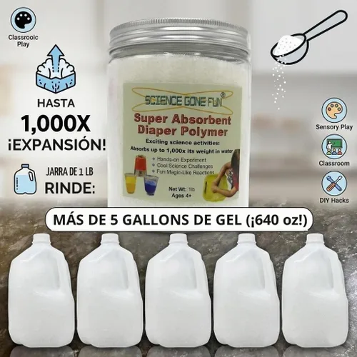 Vista 7 de 1 libra de pañal superabsorbente Polymer_Science Productos educativos – Poliacrilato de sodio para experimentos científicos, trucos mágicos