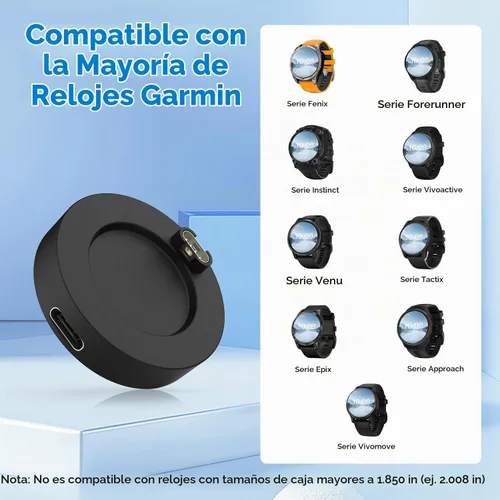 Vista 5 de Cargador de reloj compatible con Garmin Watch, base de carga tipo C