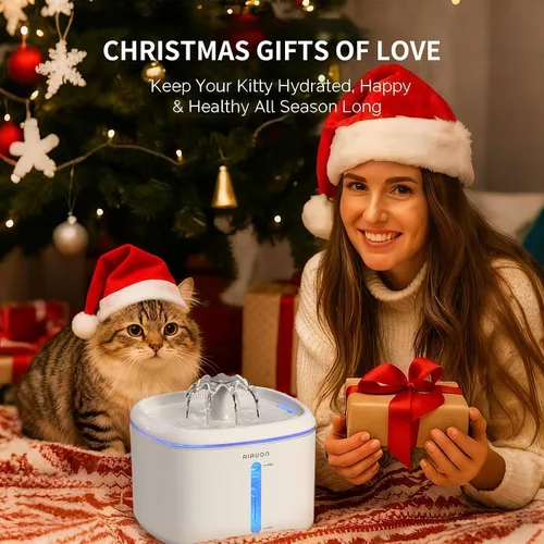 Vista 9 de Fuente de agua para gatos, fuente para gatos de 84 onzas / 2.5 L, dispensador automático ultrasilencioso de agua para mascotas mejorado con 3