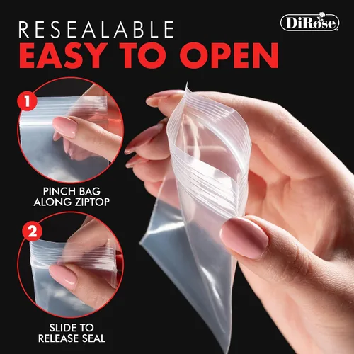 Vista 5 de DiRose - Bolsas de plástico transparente con cierre resellables con cremallera, resistentes, gruesas, resistentes, para organizar, viajar, enviar