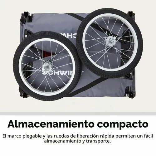 Vista 5 de [Usado] Schwinn Remolque para bicicleta de carga Day Tripper, marco plegable, ruedas de liberación rápida, rojo / gris
