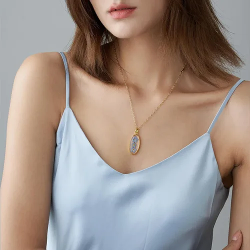 Vista 8 de Collar Forget Me Not – Collares de flores prensadas hechas a mano – Flores Forget-Me-Not que simbolizan el verdadero amor y respeto – Gran regalo