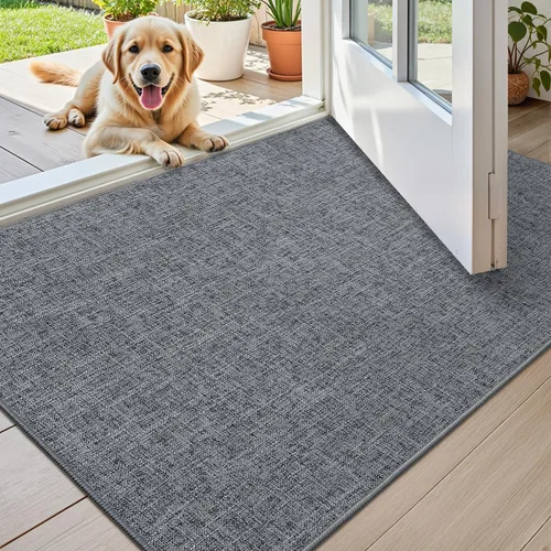 Vista 31 de Color&Geometry - Tapete para puerta delantera de 26 x 47 pulgadas, atrapador de suciedad con parte trasera de goma ultra antideslizante, perfil Caqui