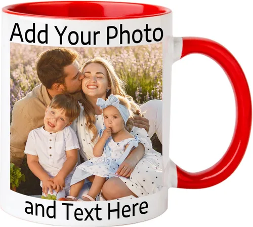 Vista 12 de OELTTG Tazas de café novedosas, taza personalizada con nombre y logotipo de texto fotográfico, taza personalizada de 11 onzas en ambos lados