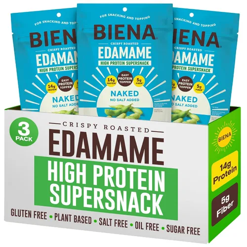 Vista 10 de Biena Frituras Crocantes de Edamame Tostado - Snack Alto en Proteína para Adultos y Niños, 12g-13g de Proteína por Porción - Hecho con Aceite