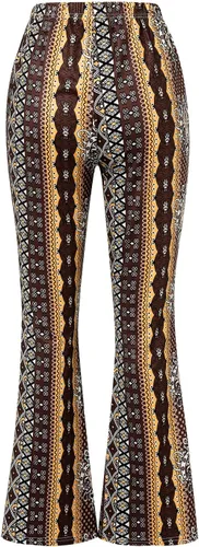 Vista 6 de FOMOYUU Pantalones acampanados con estampado bohemio para mujer, de cintura alta, elásticos, pantalones acampanados de talla grande, pantalones