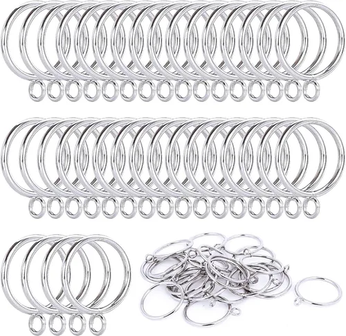Vista 9 de 42 unidades de anillos de cortina de 1.5 pulgadas de metal con ojales deslizantes para cortinas y varillas, se ajusta a varillas de hasta 1 1/4