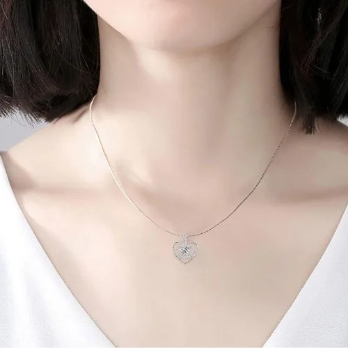 Vista 4 de SFERT Woman's Love Infinity Double Heart 925 Sterling Silver Pendant Necklace Valentine's Day Birthday Wedding Anniversary for Wife