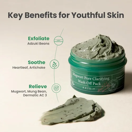 Vista 4 de AXIS-Y Mugwort Paquete Clarificante de Poros para Lavar - Exfoliante Facial Dirigido a Poros Obstruidos, Removedor de Puntos Blancos y Puntos Negros