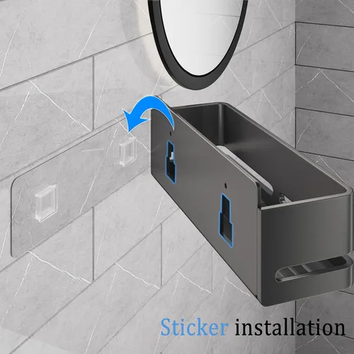 Vista 5 de Organizador de ducha, paquete de 2 estantes de ducha, estante de almacenamiento de baño resistente, organizador de baño de gran capacidad, sin