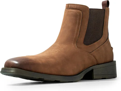 Vista 9 de Botas vaqueras para hombre, botas Chelsea occidentales con punta Negro