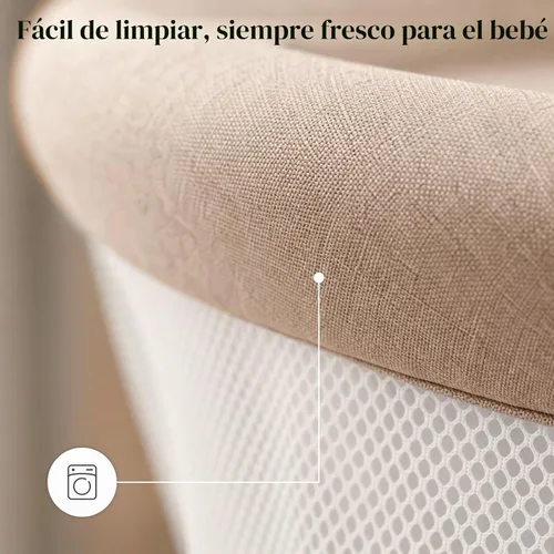 Vista 9 de Kinderkraft LOVI Cuna de Viaje para Bebé, Cuna Portátil Plegable con Mosquitera Integrada, Capota Ajustable y Función de Cuna Adicional, Beige