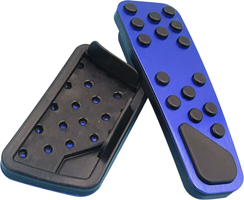Vista 2 de sportuli Kit de cubiertas antideslizantes de aluminio para freno y pedal de acelerador sin taladrar para Dodge Challenger Charger Chrysler 300 Azul