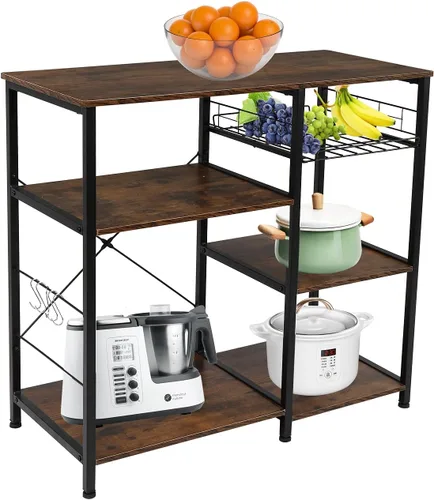 Vista 6 de Estante de cocina para hornear y microondas con estantes ajustables para electrodomésticos, estante de almacenamiento de electrodomésticos