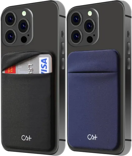 Vista 7 de [Dos] Fundas elásticas para tarjetas adhesivas para teléfono celular, tarjetero adhesivo para identificación y tarjeta de crédito para la parte