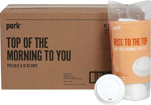 Vista 7 de Perk Tapas calientes de plástico compostable, 50 unidades desechables